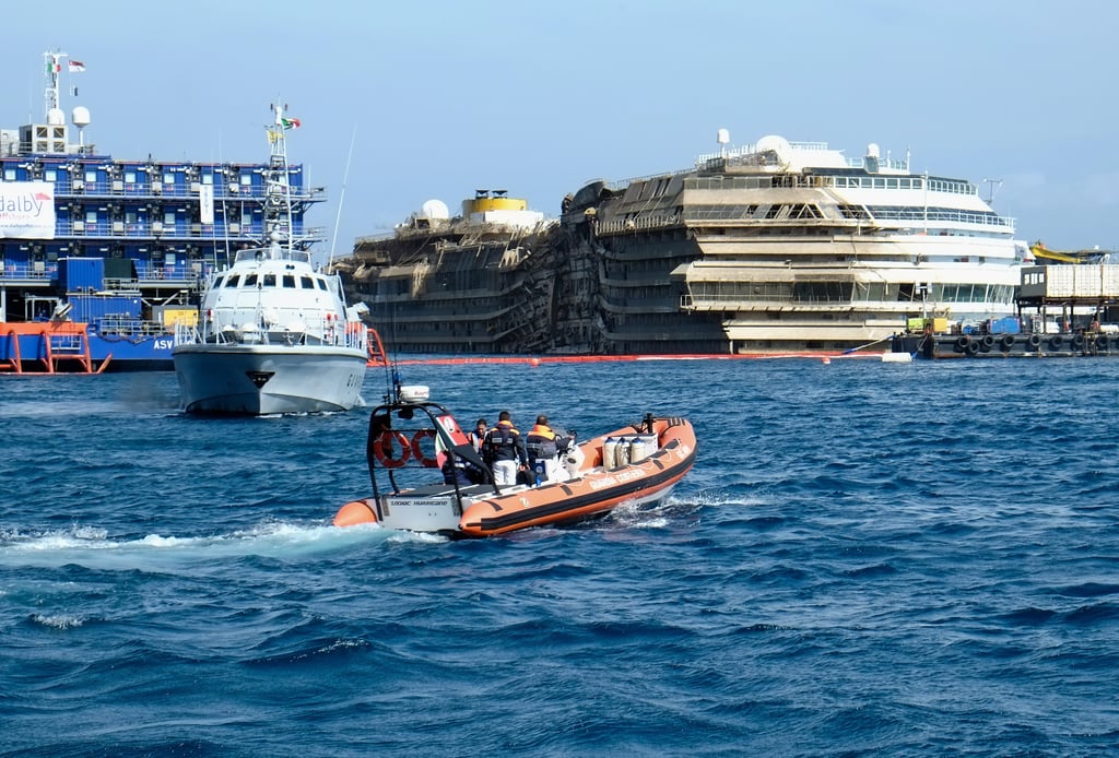 The upright ship could be seen from the shores following the project.