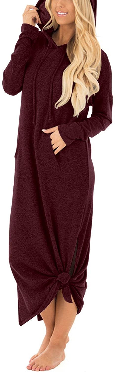 Giking Long-Sleeve Hooded Maxi Dress