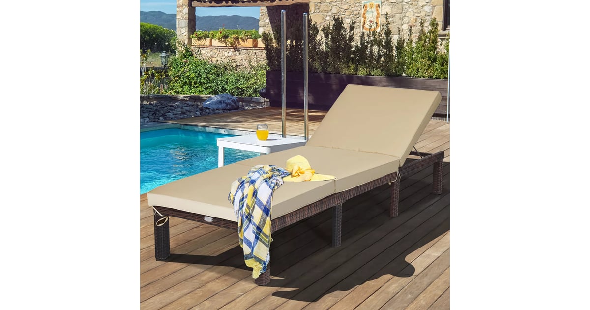 Costway Outdoor Rattan Lounge Chair Chaise Recliner Adjustable
