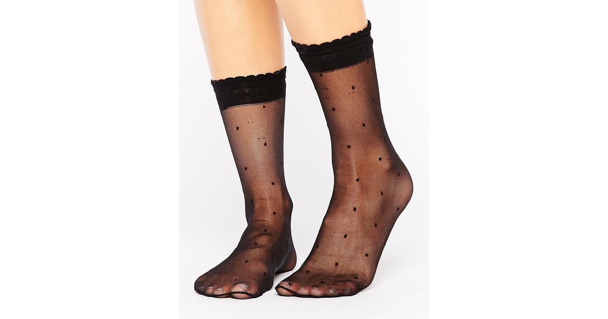 Asos Sheer Dotty Ankle Sock With Frills Best Sheer Socks Popsugar