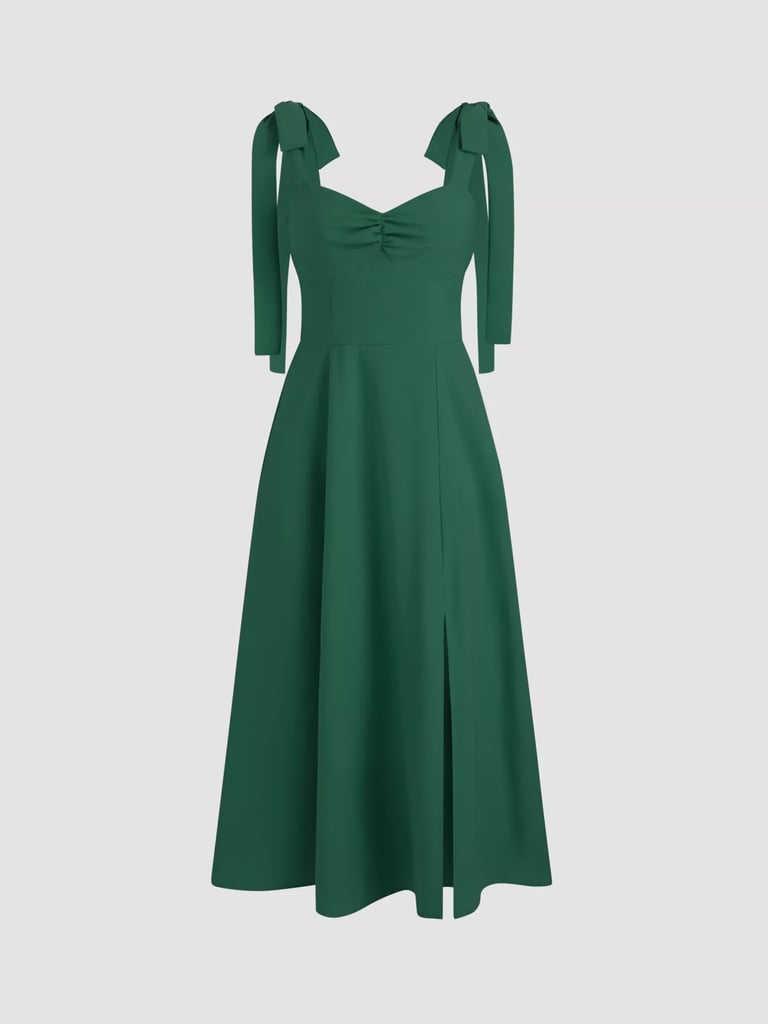 Cider Solid Bowknot Corset Midi Dress What to Wear to a Graduation Outfits For Guests and