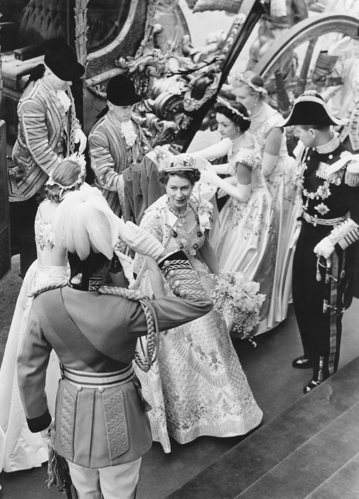 Queen Elizabeth II on her coronation day in 1953.