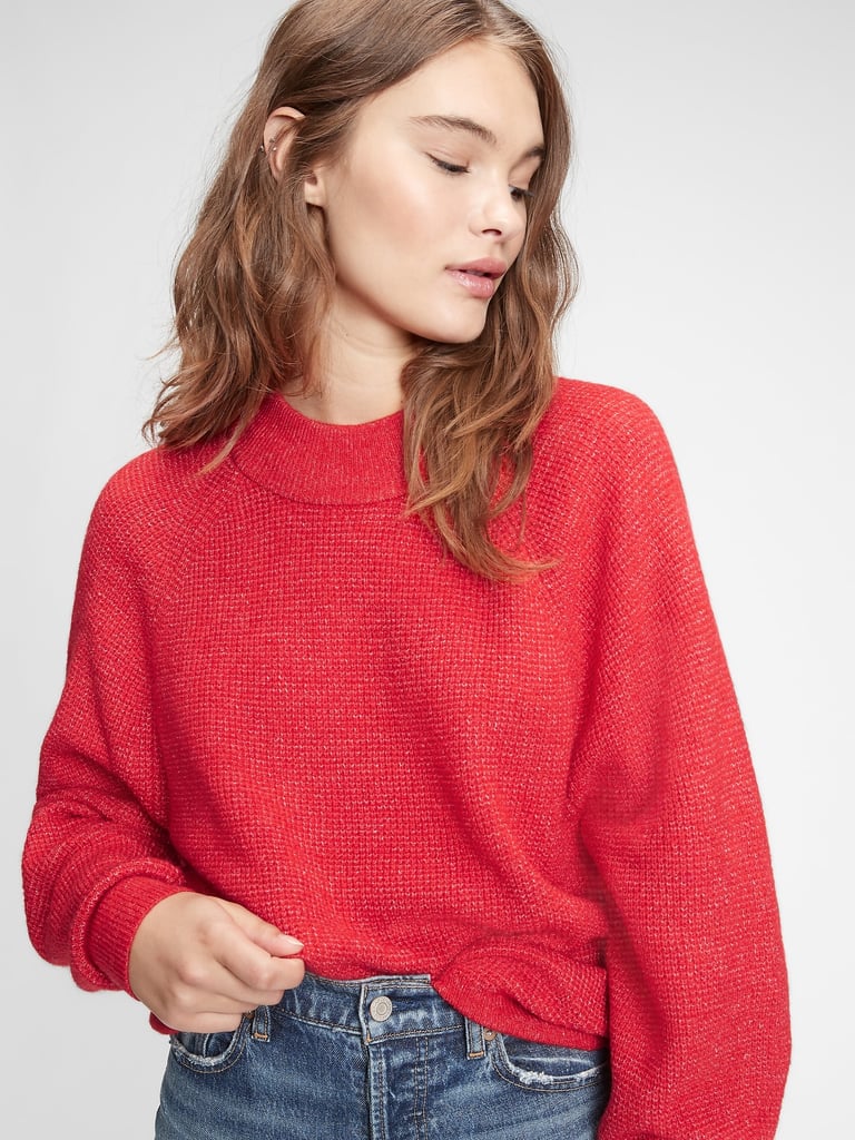 Gap Waffle-Stitch Mockneck Sweater