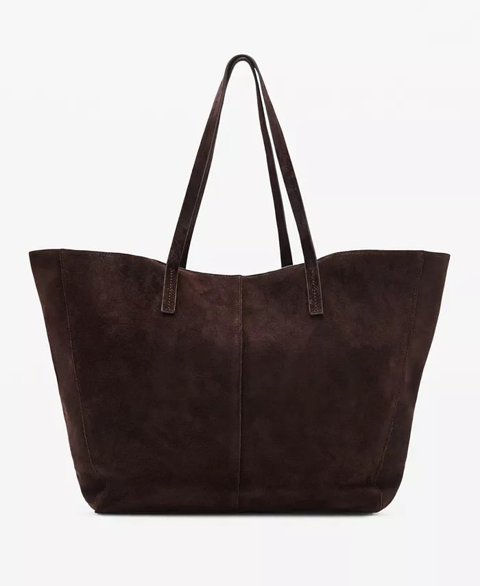 Mango Suede Leather Shopper Bag
