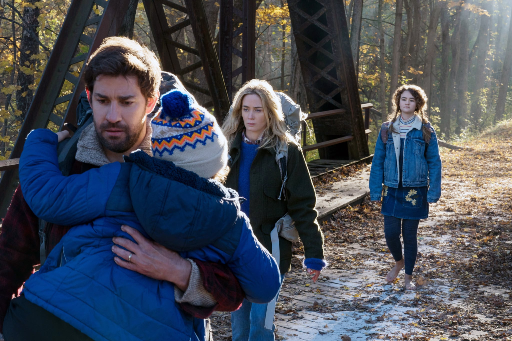 A QUIET PLACE, from left: Noah Jupe, John Krasinski, Emily Blunt, Millicent Simmonds, 2018. ph: Jonny Cournoyer /  Paramount /Courtesy Everett Collection