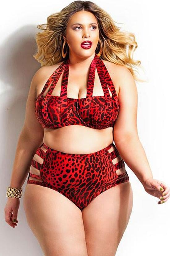 BikiniShe Leopard Strappy Halter Bikini Swimsuit Two Piece Set Bebe 