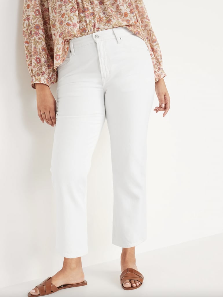 Old Navy High-Waisted Slouchy Straight Cropped Non-Stretch White Jeans
