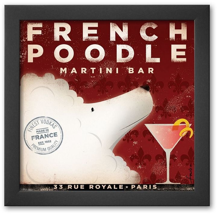 French Poodle Martini Framed Art Print by Stephen Fowler ($100)