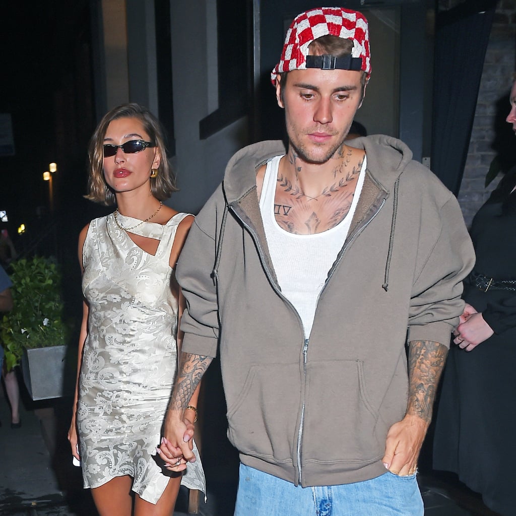 Hailey Bieber Does Date Night in a Floral Cutout Minidress