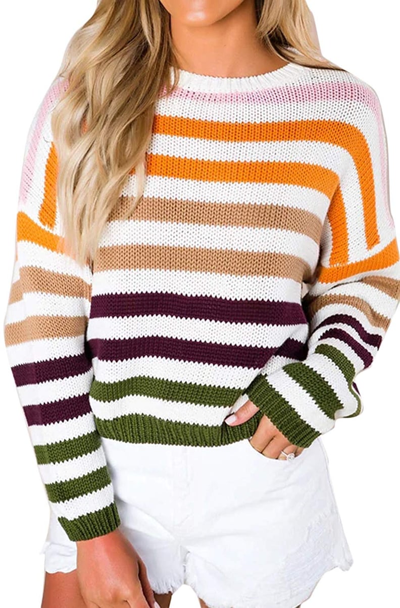 Zesica Long-Sleeved Crew-Neck Striped Sweater