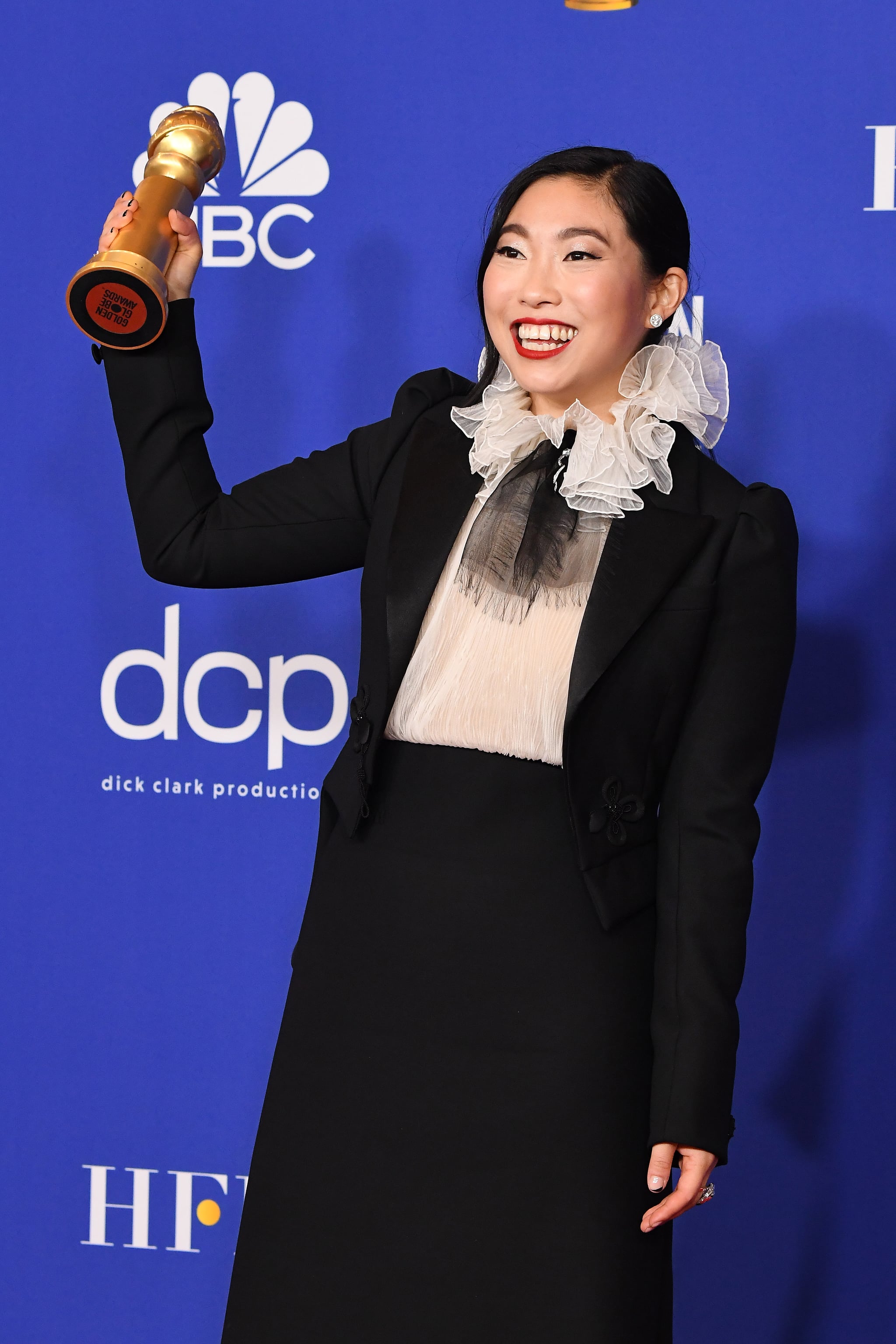 BEVERLY HILLS, CALIFORNIA - JANUARY 05: Awkwafina poses in the press room during the 77th Annual Golden Globe Awards at The Beverly Hilton Hotel on January 05, 2020 in Beverly Hills, California. (Photo by Steve Granitz/WireImage,)