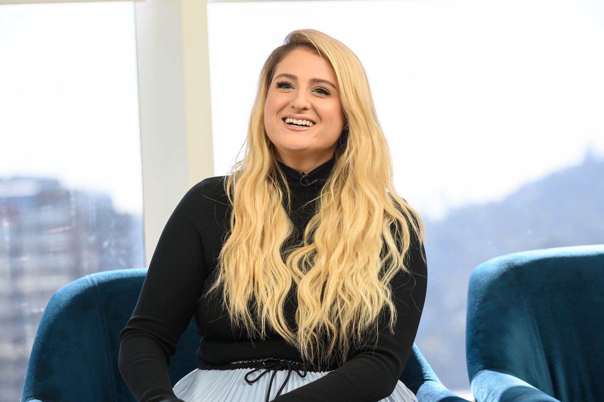 DAILY POP -- Episode 191007 -- Pictured: (l-r) Meghan Trainor promotes her new single, 