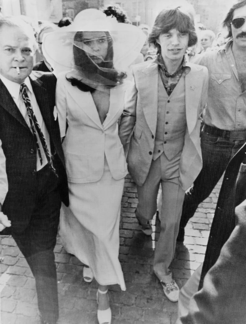 Bianca Jagger Wore a White Bridal Skirt Suit For Her Wedding