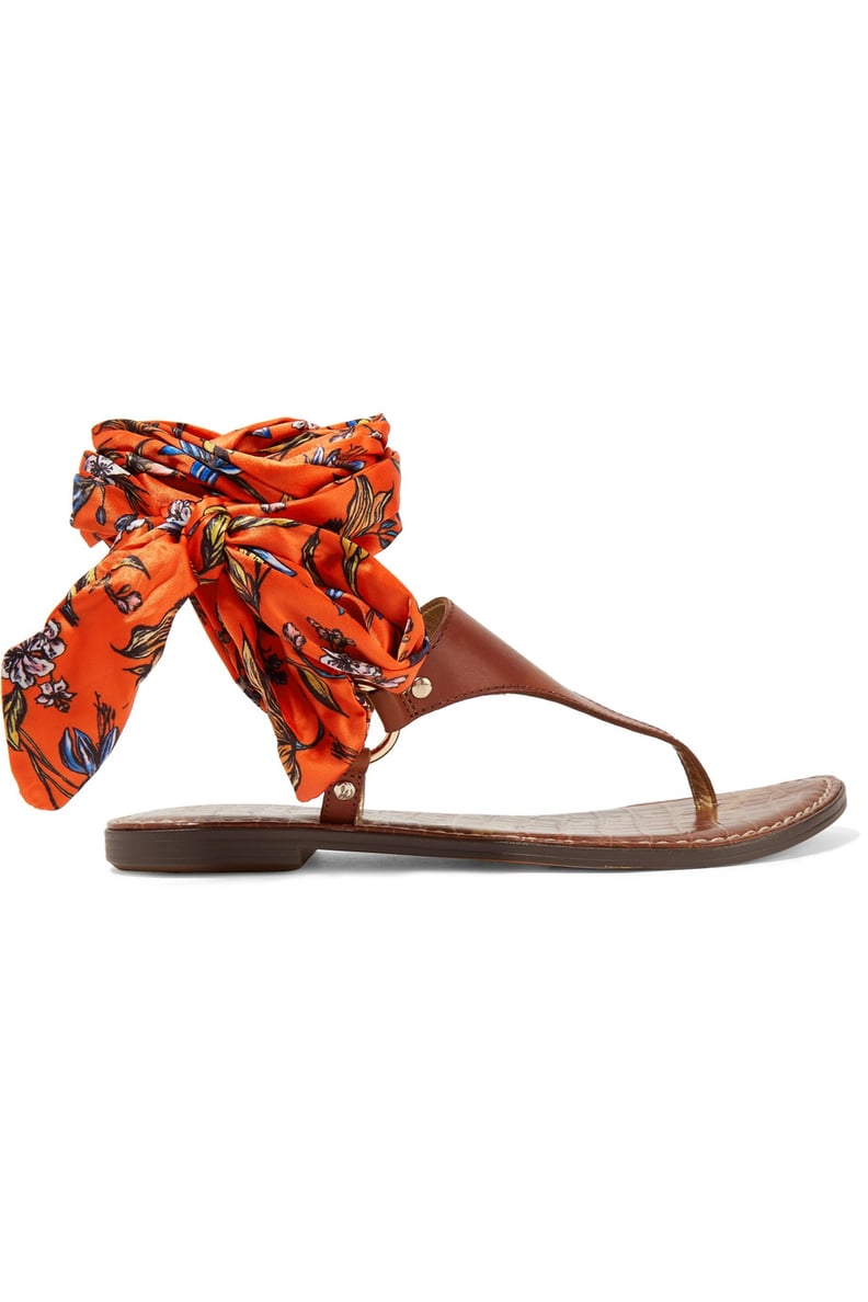 Sam Edelman Giliana Leather And Printed Satin Sandals