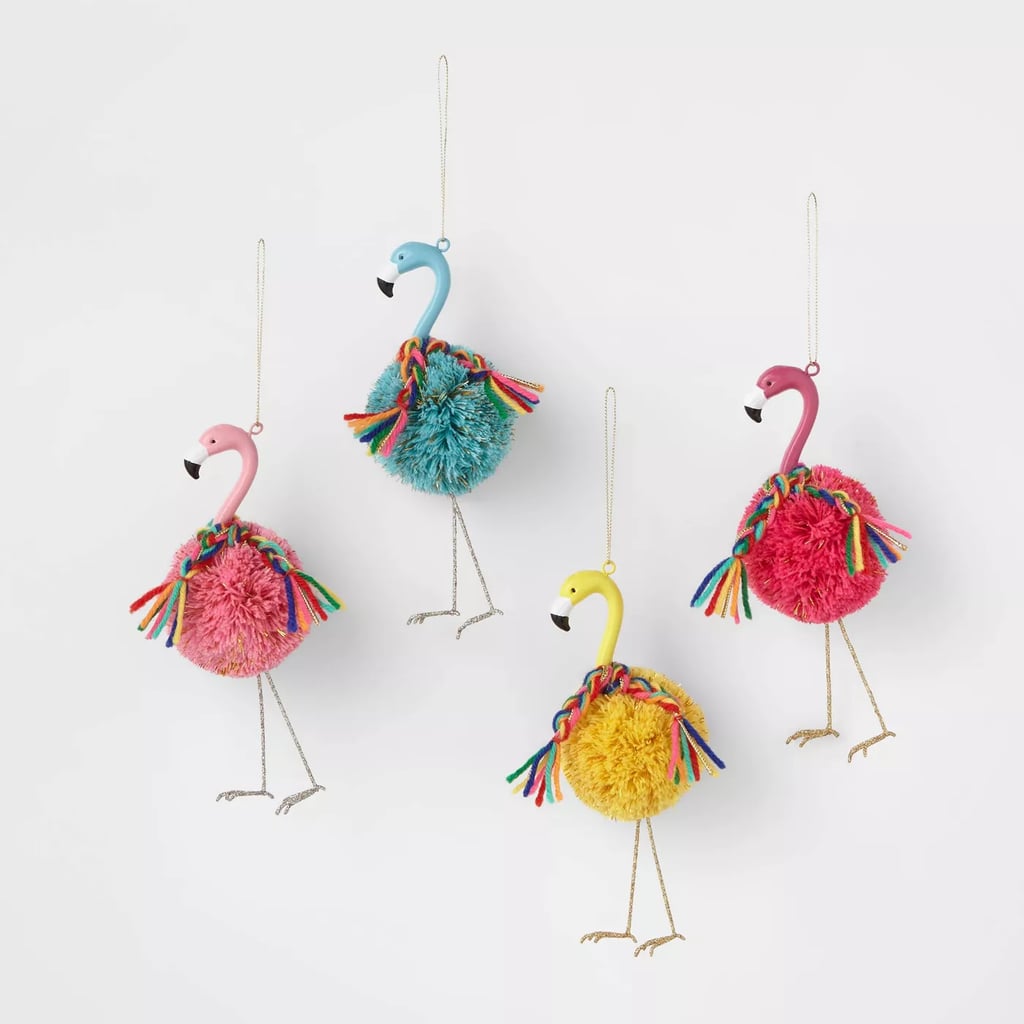 Pom Pom Flamingos Ornament Set