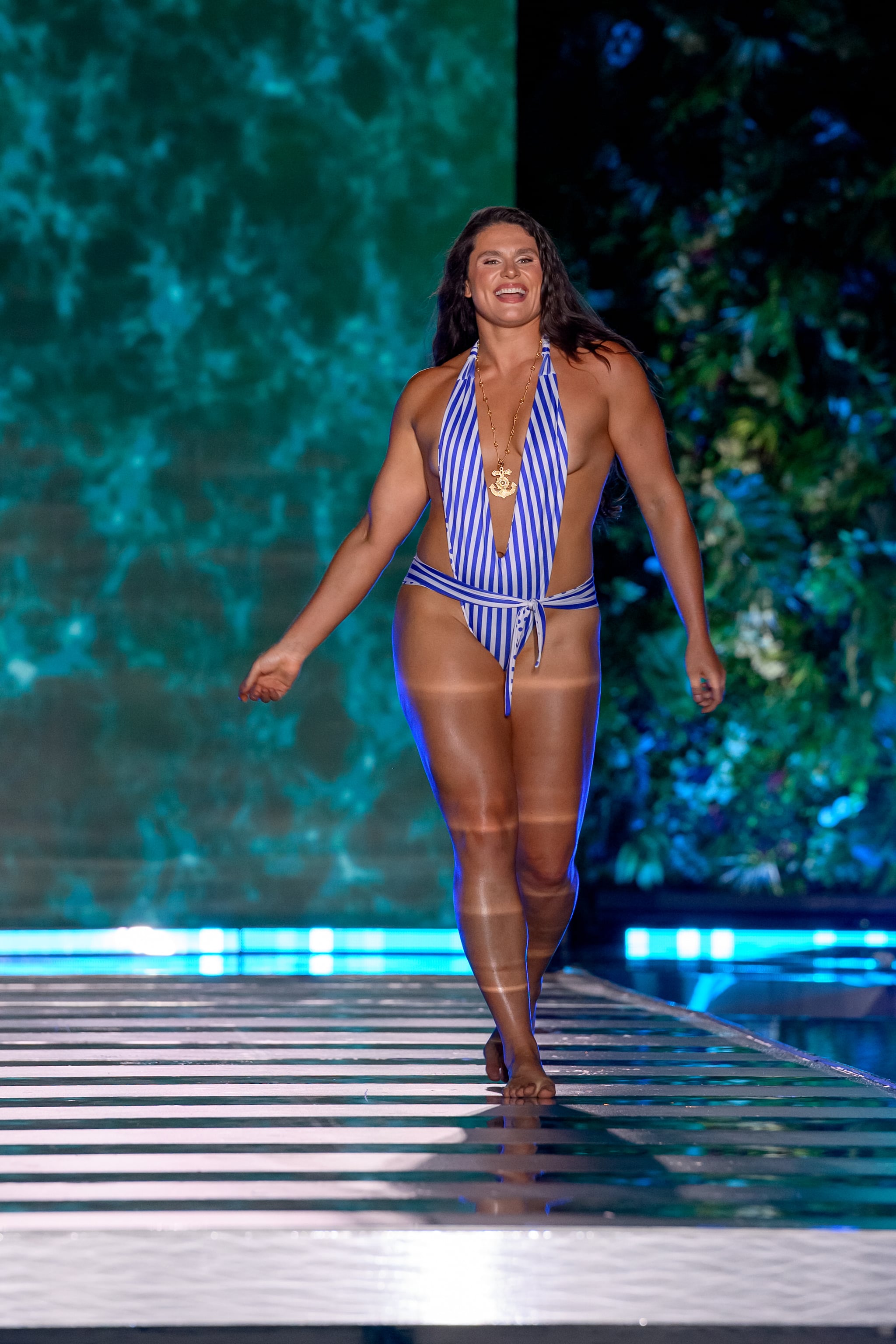 MIAMI BEACH, FLORIDA - MAY 30: Ilona Maher walks during the Sports Illustrated Swimsuit Runway Show at W South Beach on May 30, 2026 in Miami Beach, Florida. (Photo by Ivan Apfel/Getty Images)