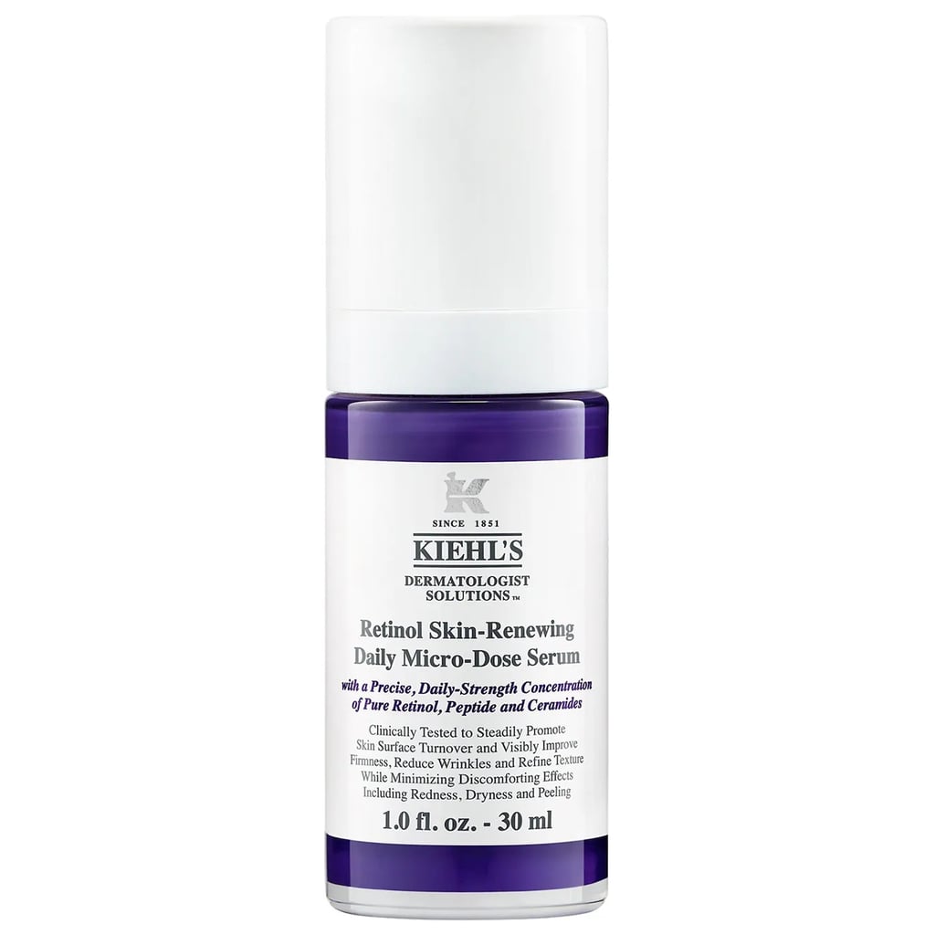 Kiehl's Since 1851 Micro-Dose Anti-Aging Retinol Serum with Ceramides & Peptide ($65) 
This serum can be used daily for "micro-doses" of pure retinol, plus ceramides and peptides that help firm skin, reduce the appearance of fine lines, and even tone. The brand claims it's great for first-time retinol users, and you can still count on it for visible antiaging benefits over time.