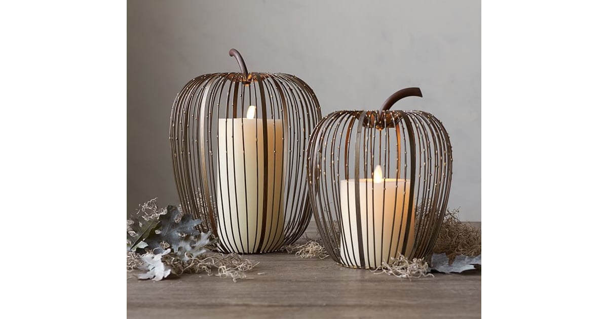 Pottery Barn Beaded Wire Pumpkin Hurricane | Pottery Barn Fall Decor