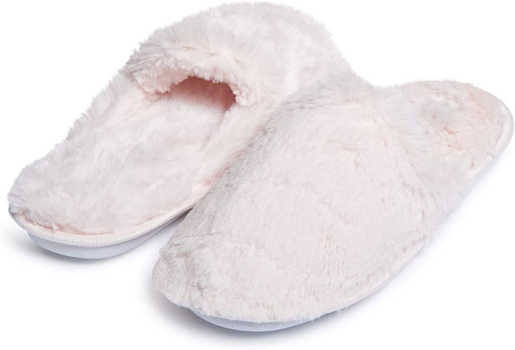 A Cozy Gift: Laura Ashley Plush Faux Rabbit Fur One Band Memory Foam Slide Slippers
