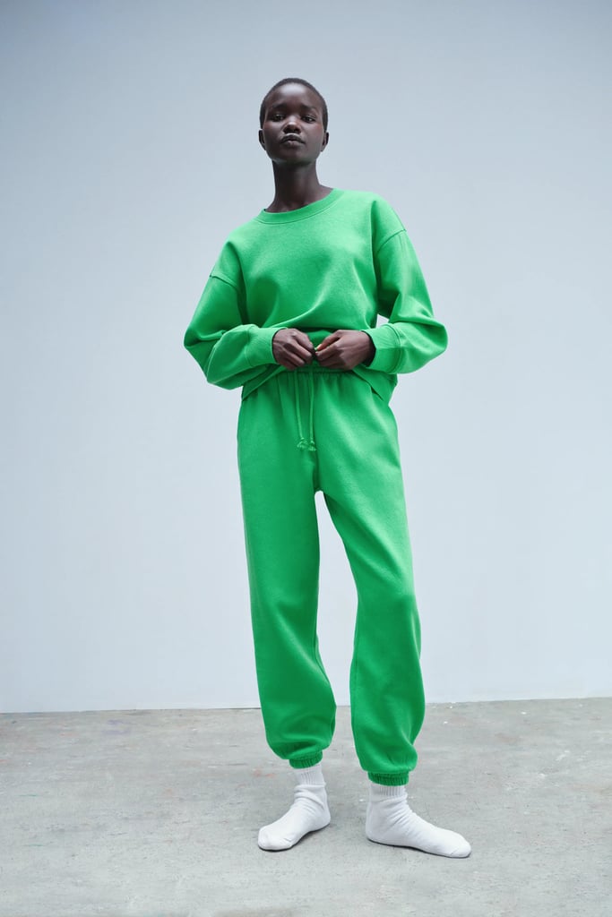 Zara Plush Jogging Pants and Basic Sweatshirt Comfortable