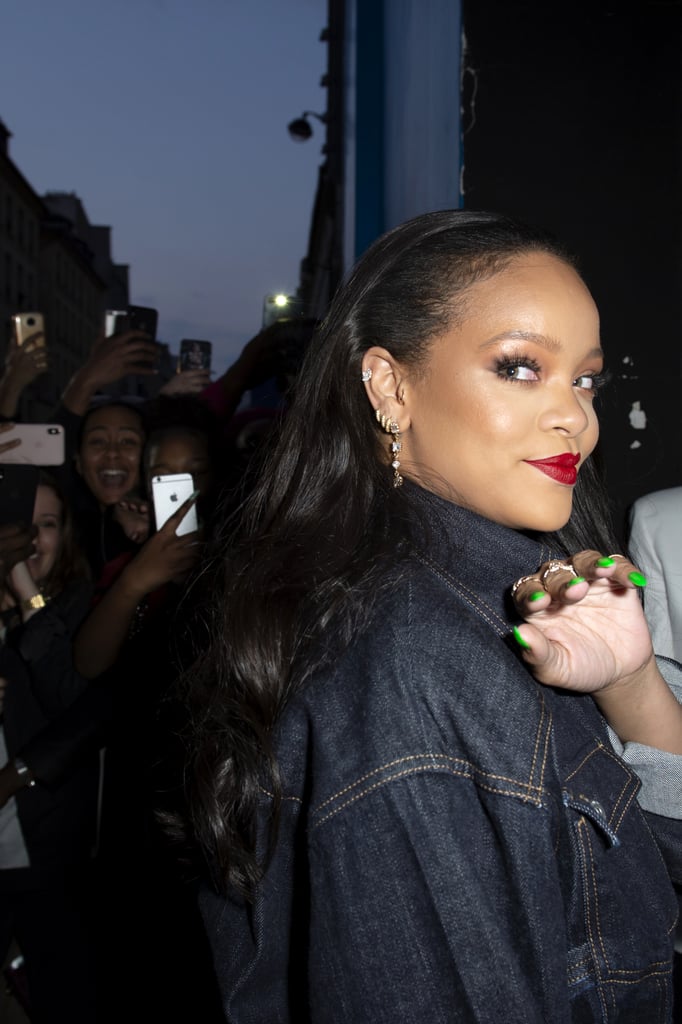 Rihanna With Neon Green Nails