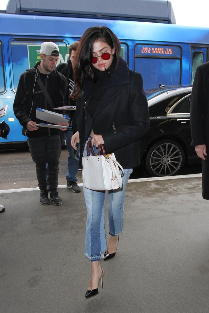 Selena Gomez Wearing Two-Toned Jeans