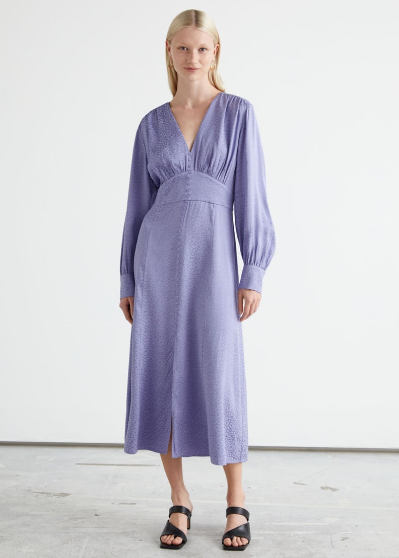 For a Splash of Lavender: & Other Stories Voluminous Sleeve Jacquard Midi Dress