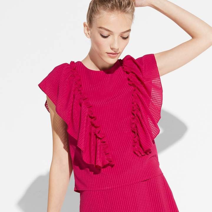 K/lab Ruffle Cap-Sleeve Top