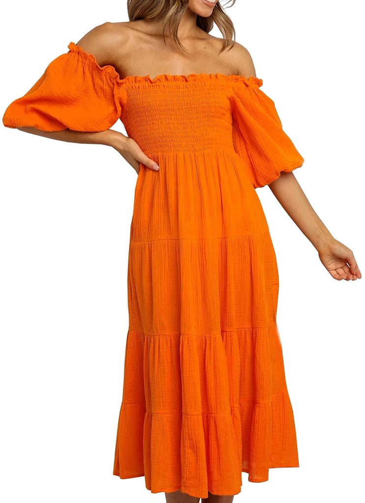 Off the shoulder cheap a line midi dress