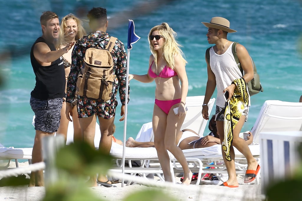 Ellie Goulding Pink Bikini and Cover-Up in Miami April 2016