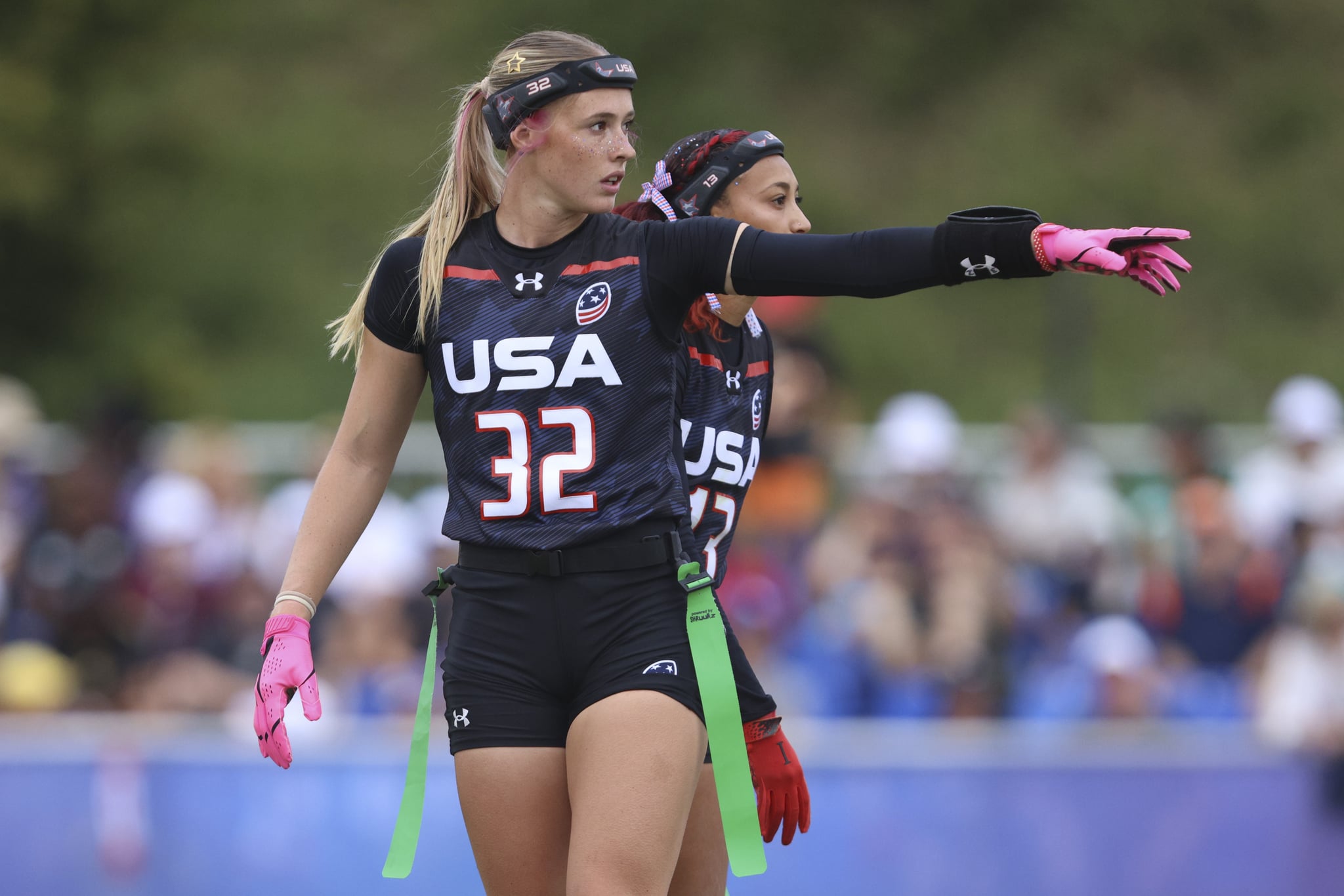 Ashlea Klam of USA gestures during the Women's 2026 IFAF Flag Football World Championships gold medal match