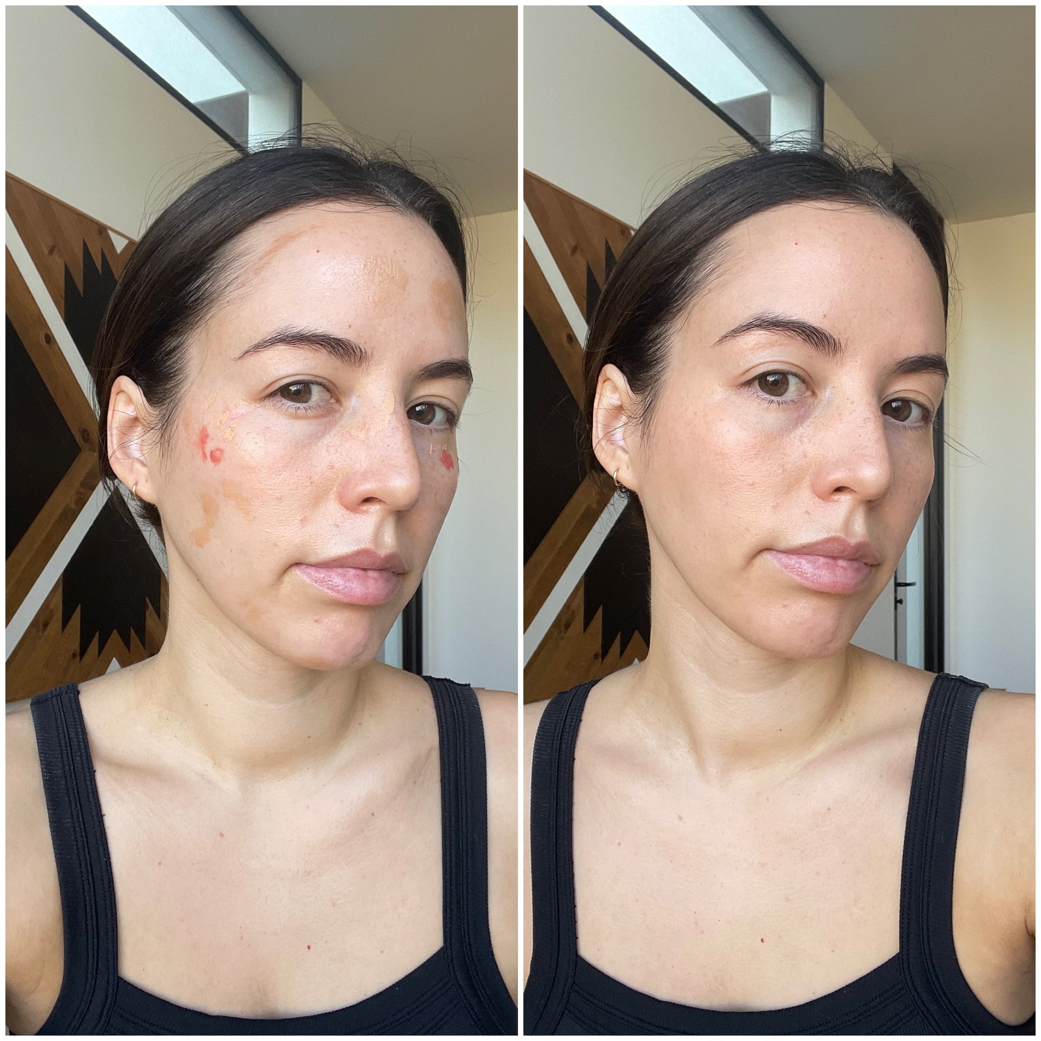 TikTok cling film stamping makeup hack before and after