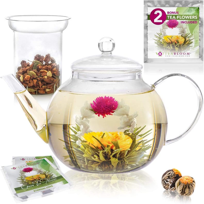 Teabloom Stovetop & Microwave Safe Glass Teapot With Removable Loose Tea Glass Infuser