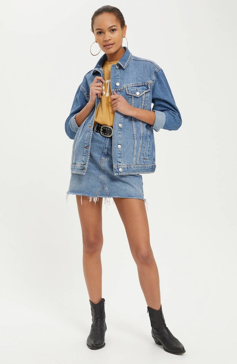 Topshop Studded Denim Jacket