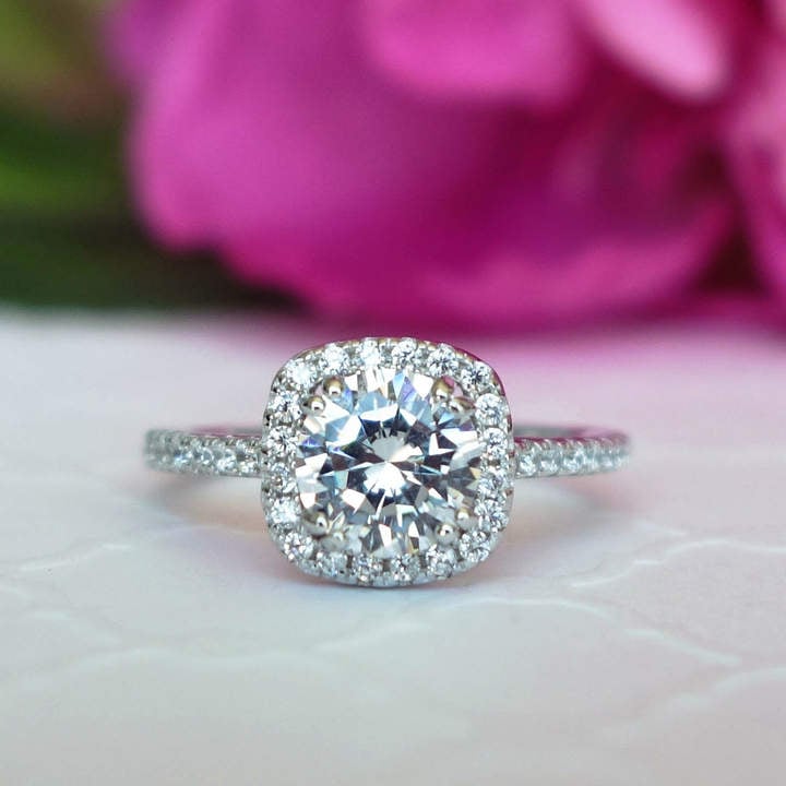 Etsy Classic Square Halo Engagement Ring
