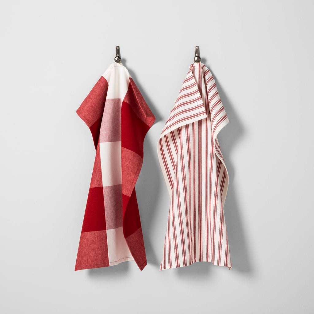 For a bolder color statement, you can't go wrong with this red Gingham Kitchen Towel Set ($10).