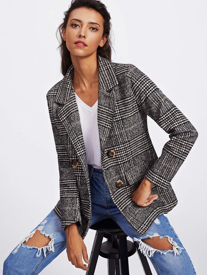 SheIn Wales Check Tweed Blazer