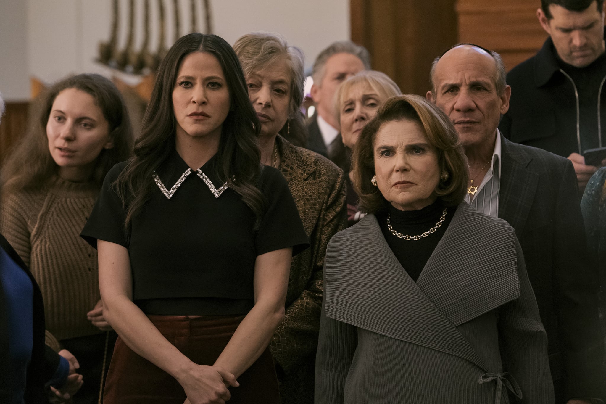 A still from the Netflix show Nobody Wants This, showing Jackie Tohn as Esther and Tovah Feldshuh as Bina.