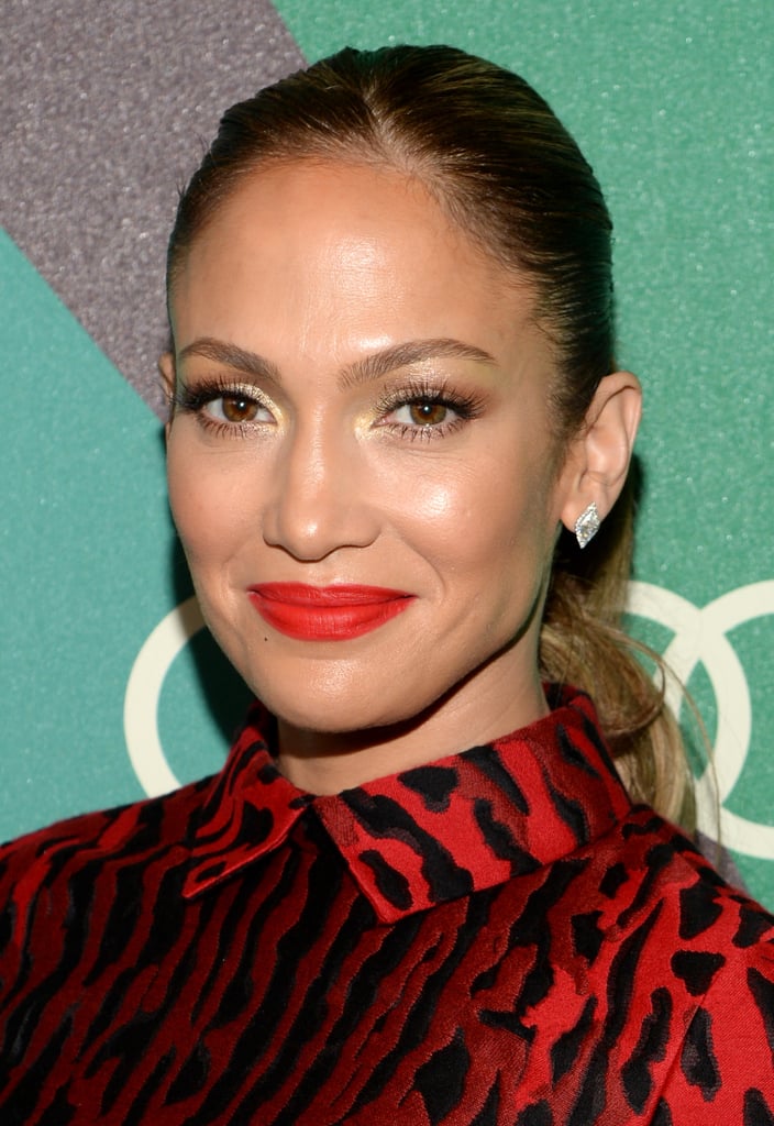 A red-hot lip made Jennifer stand out at the Variety Power of Women Awards. Her hair was slicked back into a ponytail, and her lashes were framed by a gilded eye shadow.