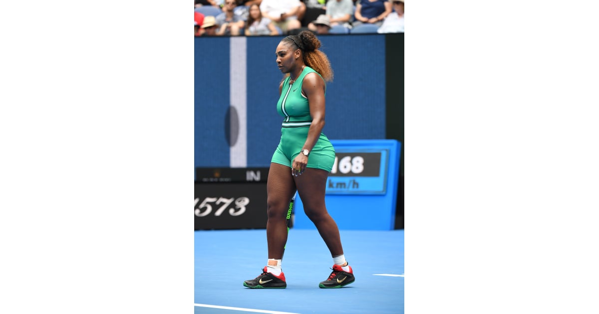 Serena Williams Wearing Black and Red Nikes at the Australian Open in