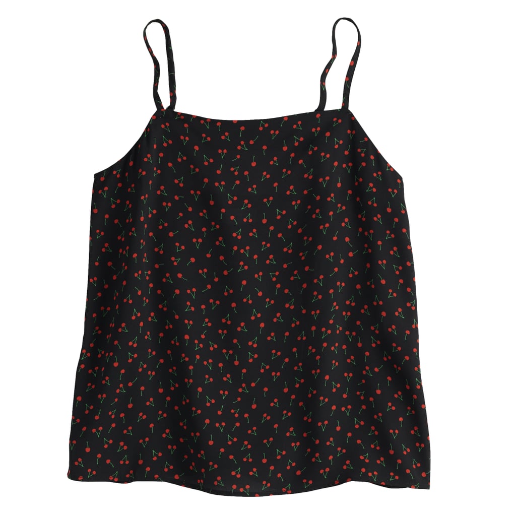 Square Neck Cami in Jet Black Tossed Cherries