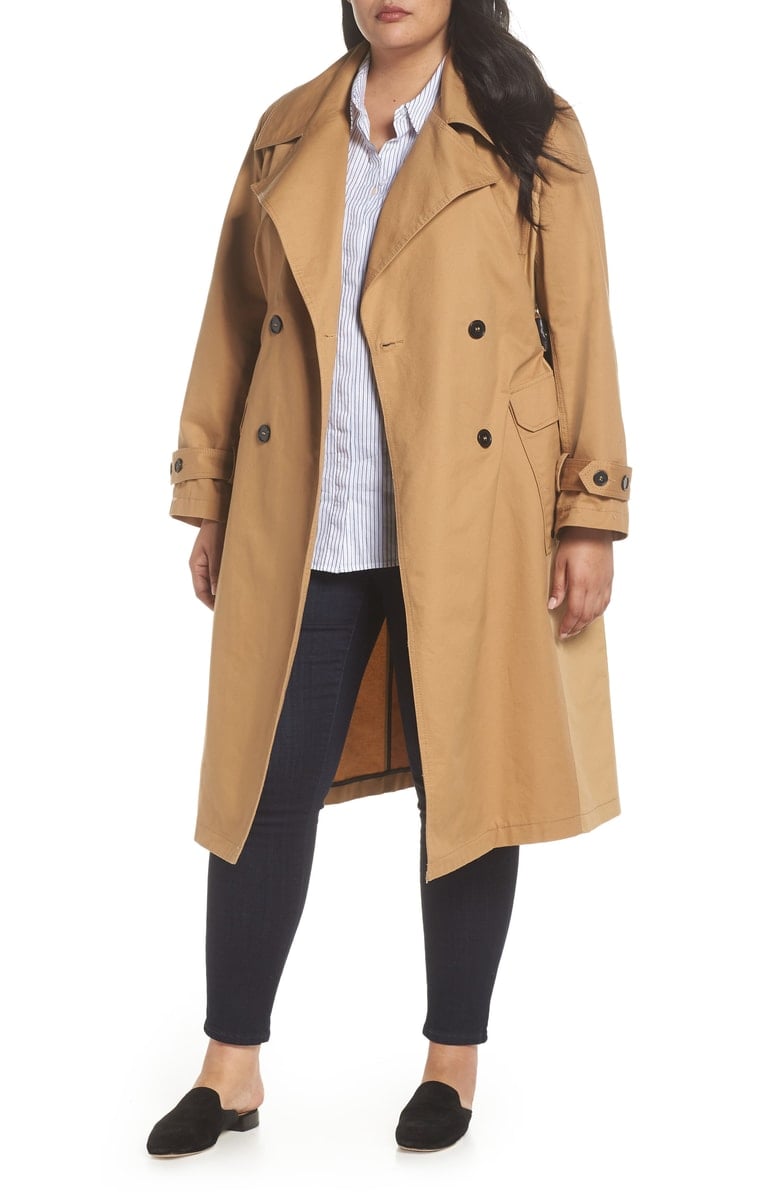 Avec Les Filles Colorblock Cotton Trench Coat