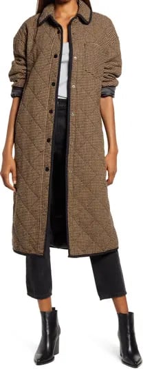 Effortlessly Chic: Treasure & Bond Houndstooth Quilted Long Coat