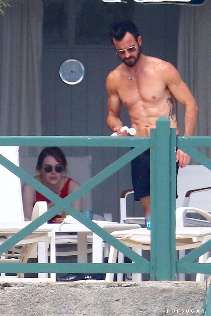 Emma Stone and Justin Theroux Beach Pictures May 2018