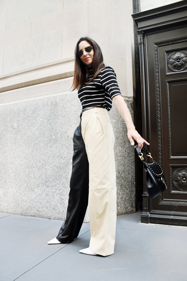 Easy Outfit Ideas: Leather Pants, a Striped Top, and Boots | Easy ...