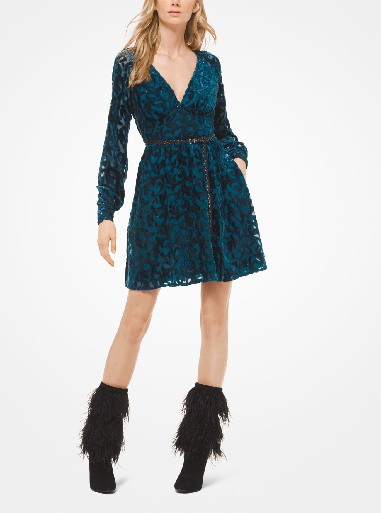 Michael Michael Kors Velvet Devoré Dress | Kate Middleton Sees Your Leopard  Print and Raises You This Peacock Dress | POPSUGAR Fashion Photo 14