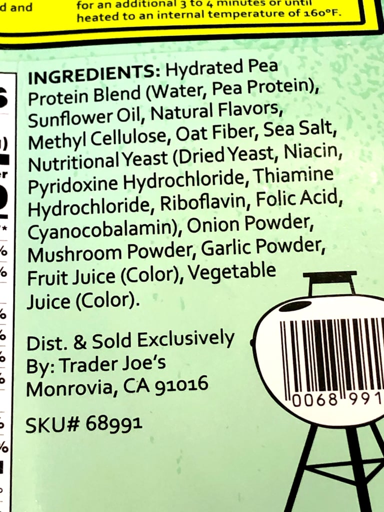 Trader Joe's Turkeyless Protein Patties Ingredients