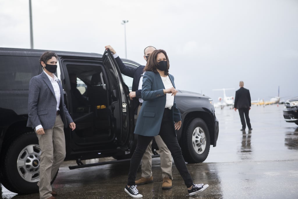 Kamala Harris Dances in the Rain Wearing Converse Sneakers