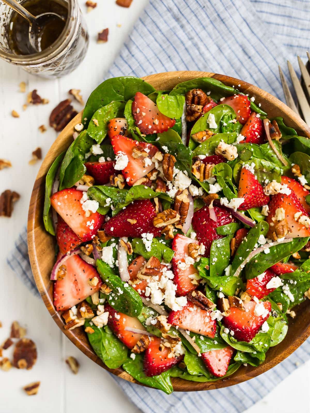 Spinach Strawberry Salad With Balsamic Poppy Seed Dressing Brown