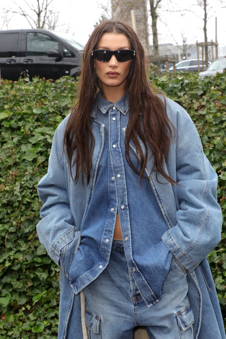 Bella Hadid Denim-on-Denim Paris Fashion Week Outfit Photos | POPSUGAR